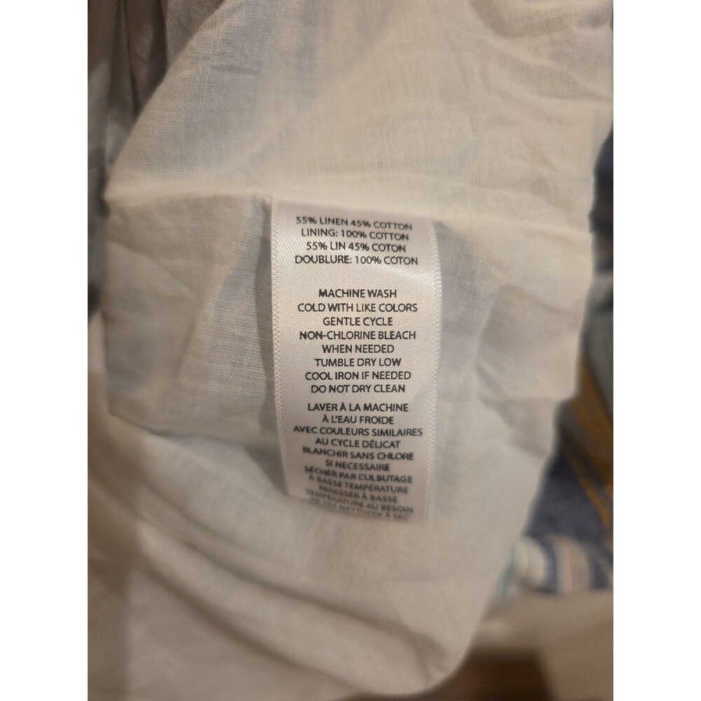 BEACH LUNCH LOUNGE Linen Blend Blue Striped Fit & Flare Coastal Dress Size‎ Lg - Picture 3 of 7